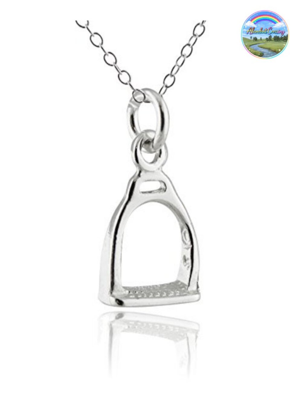 Sterling Silver Stirrup Pendant Necklace, Hypoallergenic, 18 Inch Chain